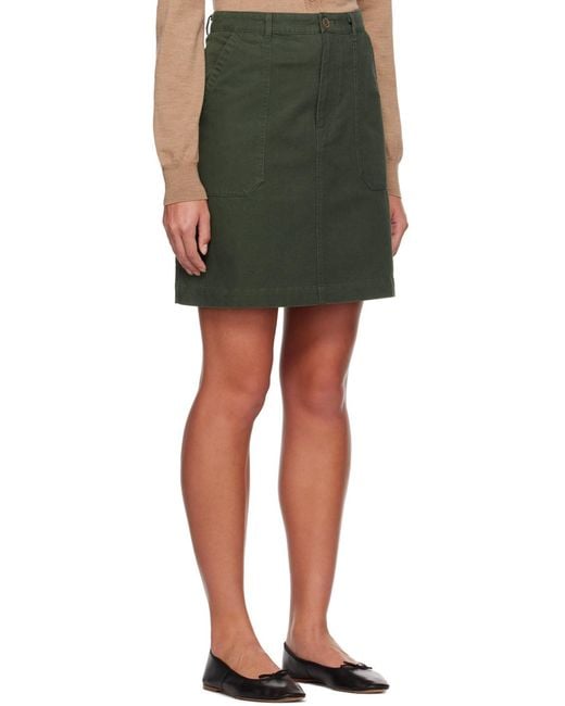 A.P.C. Green Mini Button Skirt