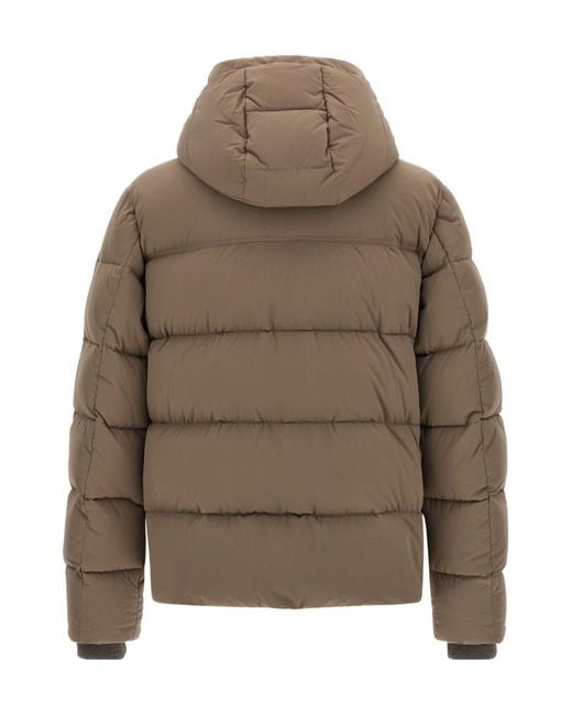 Moorer Brown Hooded Puffer Jacket for men