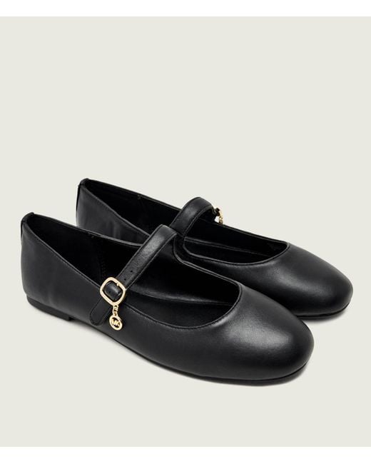MICHAEL Michael Kors Black Buckle-Strap Ballet Flats