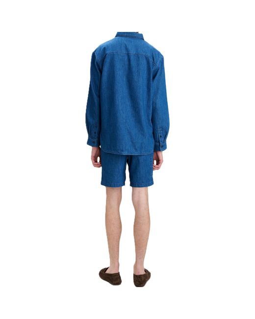 A.P.C. Blue Logo Denim Shirt for men