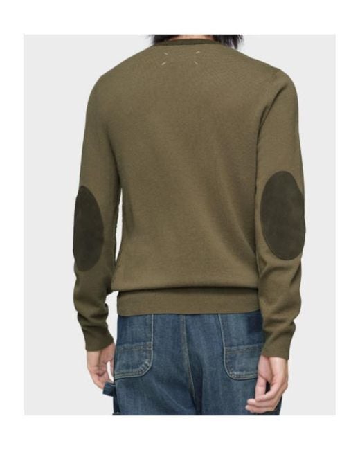Maison Margiela Green Two-Tone Knitted Jumper for men