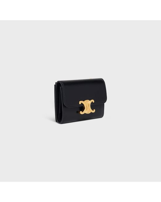 Céline Black Compact Wallet Triomphe