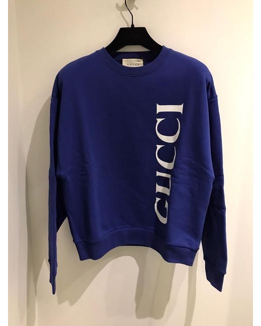 Gucci Blue Logo Print Sweatshirt for men