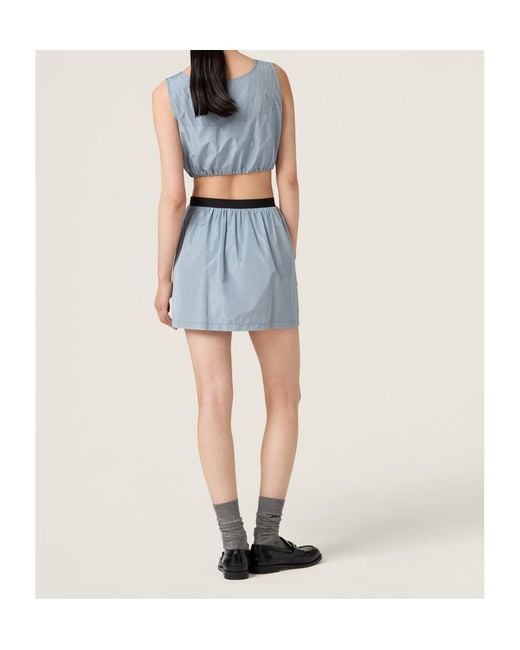 Miu Miu Blue Technical Silk Top