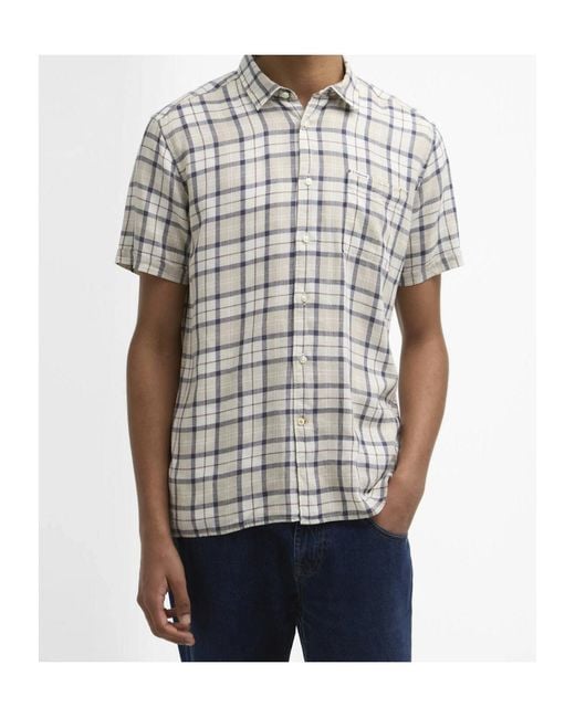 Barbour White Midfield Tartan Regular Short-Sleeved Shirt for men