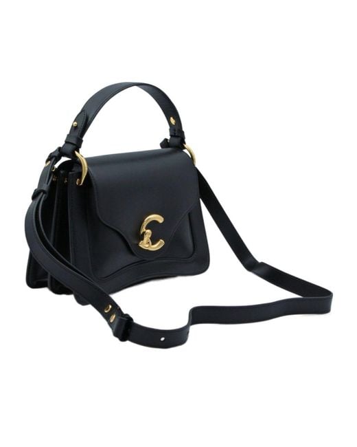 Coccinelle Black Flap Logo Shoulder Bag