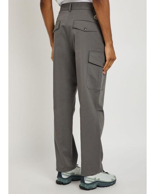 Moncler Gray Stretch-Cotton Cargo Trousers for men