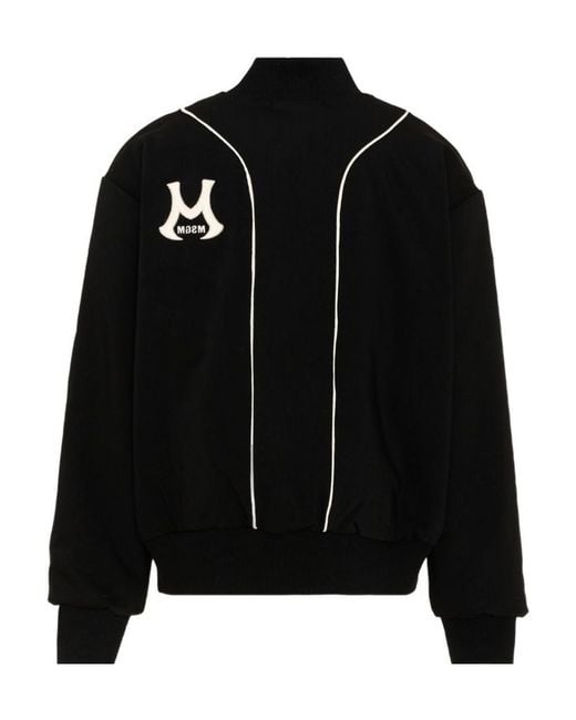 MSGM Black Logo-Patch Bomber Jacket