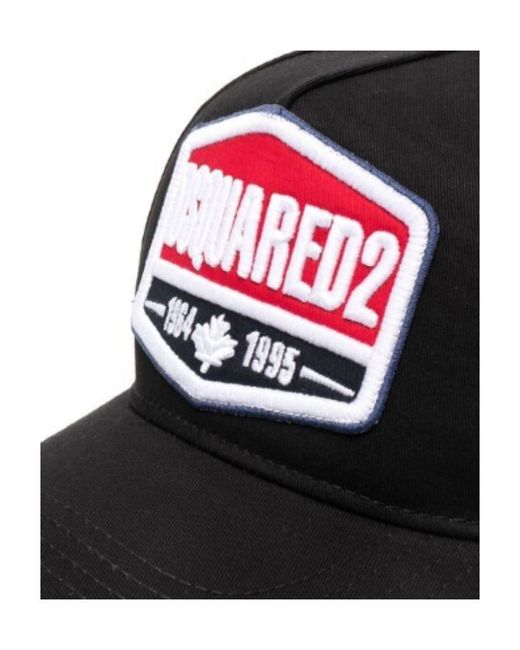 DSquared² Black Logo Patch Baseball Cap for men