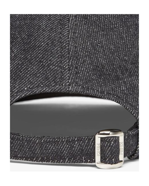 Fendi Multicolor Logo Embroidered Denim Baseball Cap for men
