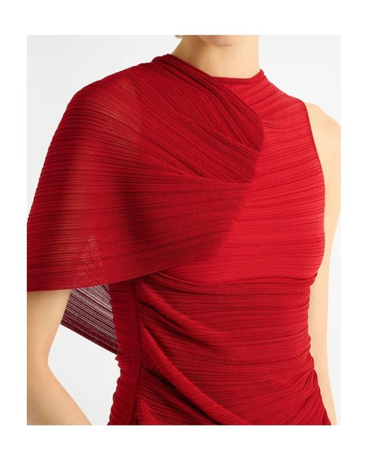Balmain Red Ruched Asymmetrical Top