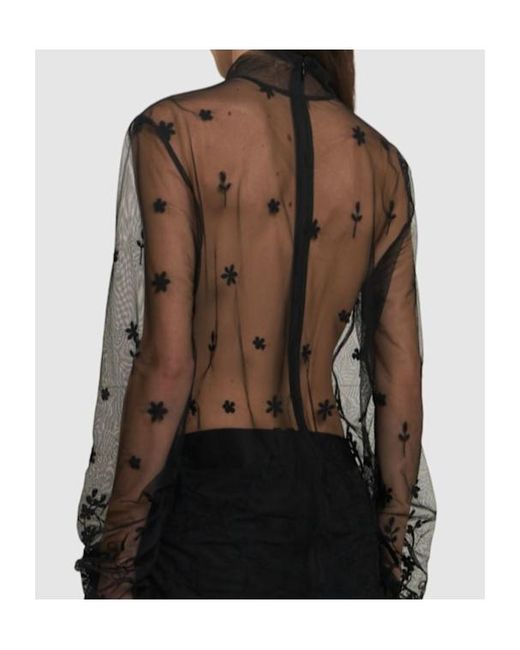 Totême Gray Flower Embroidered Tulle Shirt