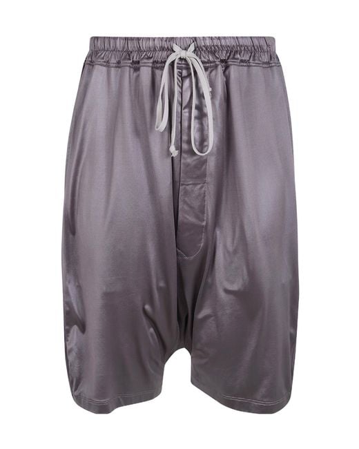 Rick Owens Blue Dropped-Crotch Drawstring Shorts for men