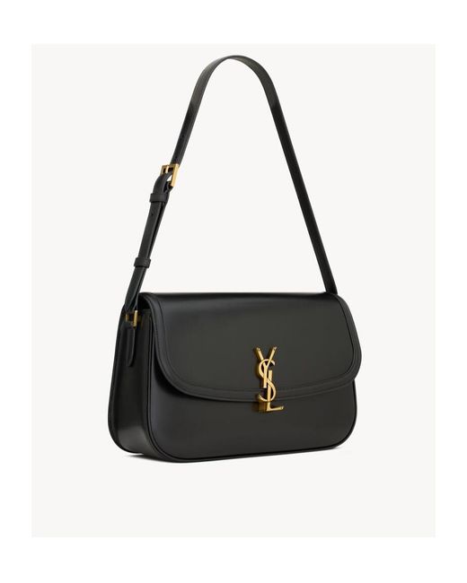Saint Laurent Black Solferino Foldover Top Large Shoulder Bag