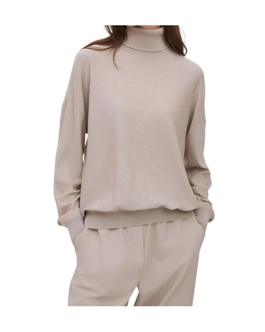 Marella Gray High-Neck Knit Sweater