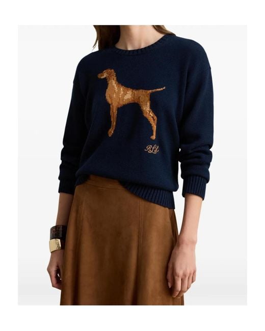 Polo Ralph Lauren Blue Intarsia-Knit Long-Sleeve Sweater