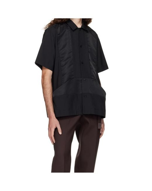Sacai Black Pleated Shirt for men