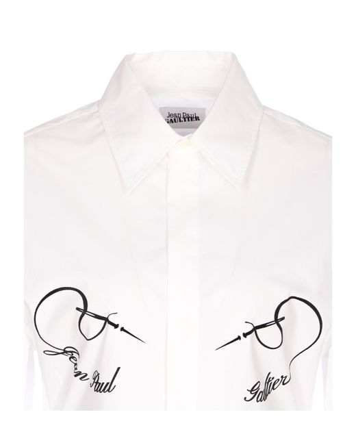 Jean Paul Gaultier White Long Sleeve Printed Shirt