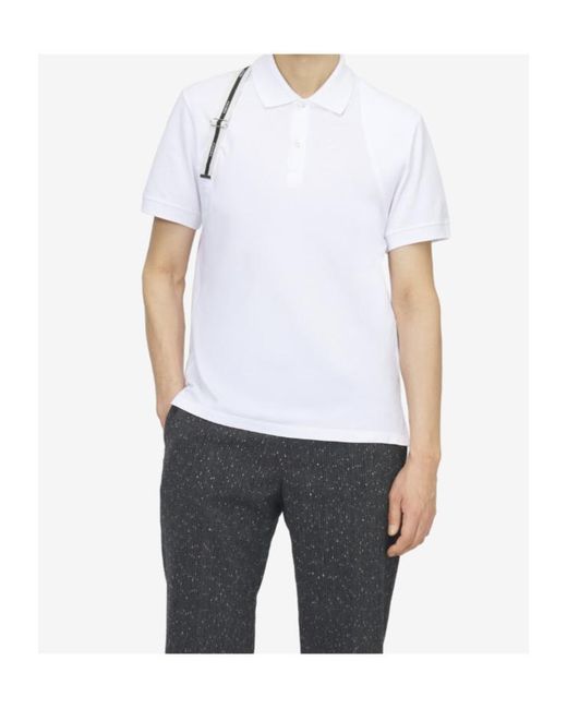 McQueen White Logo Strap Detail Polo Shirt for men