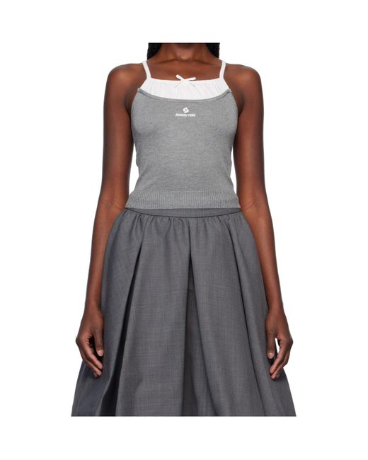 ShuShu/Tong Gray Patchwork Knit Sling Tank Top