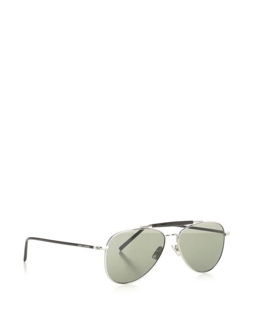 Saint Laurent Metallic Eyewear Pilot Frame Sunglasses for men
