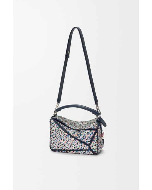 Loewe Blue Puzzle Small Logo Shoulder Bag