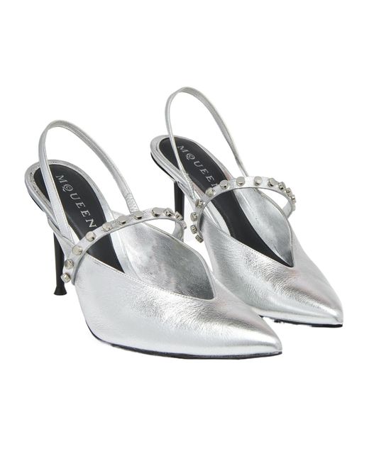 McQueen White Revel Slingback Pumps