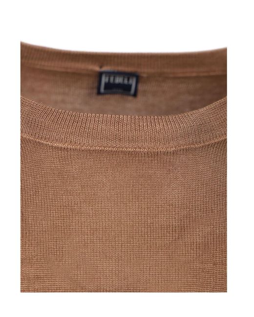 Fedeli Brown Crew-Neck Sweater for men