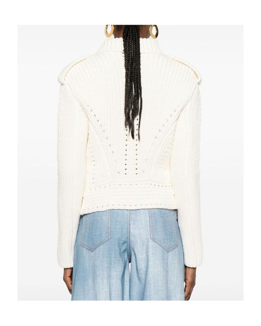 Ermanno Scervino White Zip-Up Belted Jacket