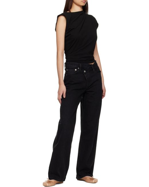 Agolde Black Arc Criss Cross Curved Leg Jeans