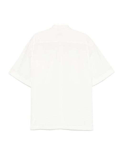 Dries Van Noten White Lapel Short-Sleeved Shirt for men