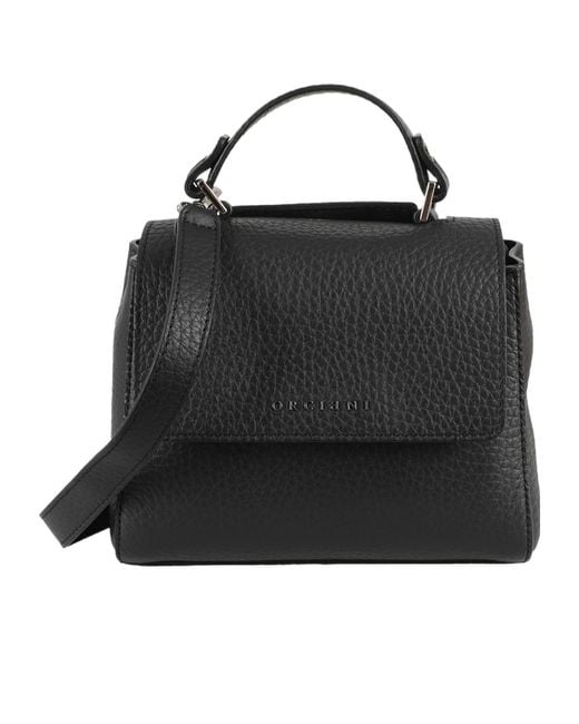 Orciani Black Mini Sveva Logo Lettering Tote Bag