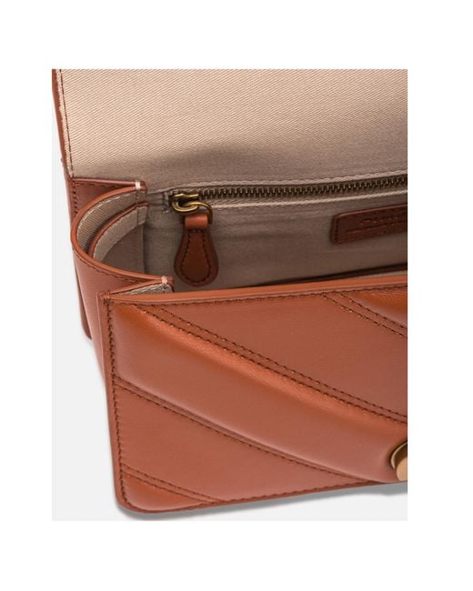 Pinko Orange Love One Chain Linked Mini Crossbody Bag