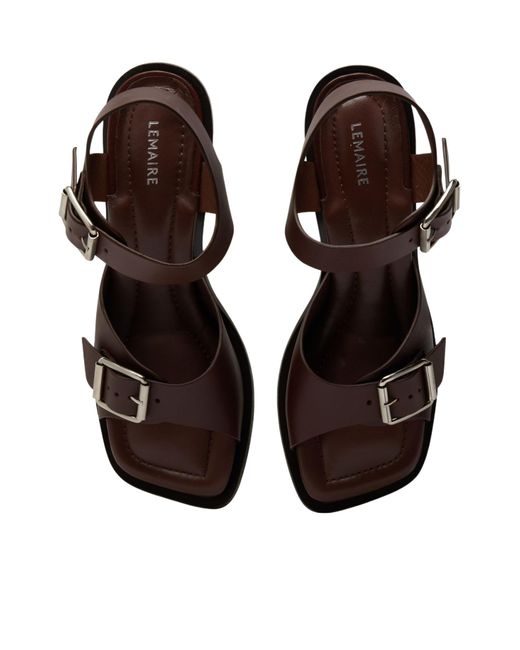 Lemaire Brown Square-Heeled Sandals