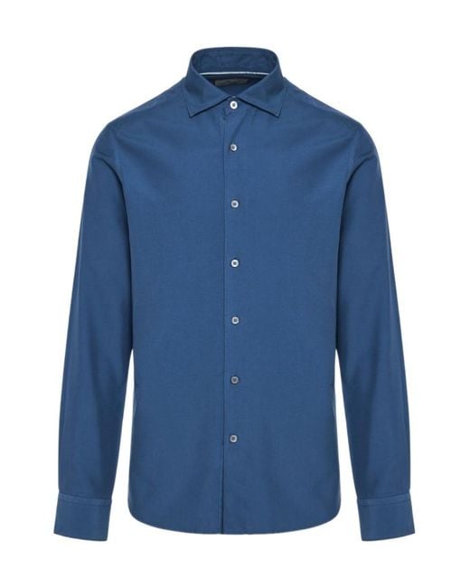 Canali Blue Long Sleeve Shirt for men