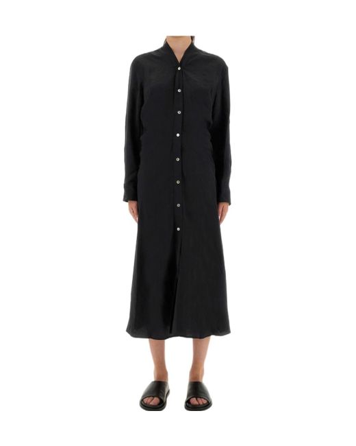 Studio Nicholson Black Fiore Button-Front Midi Dress