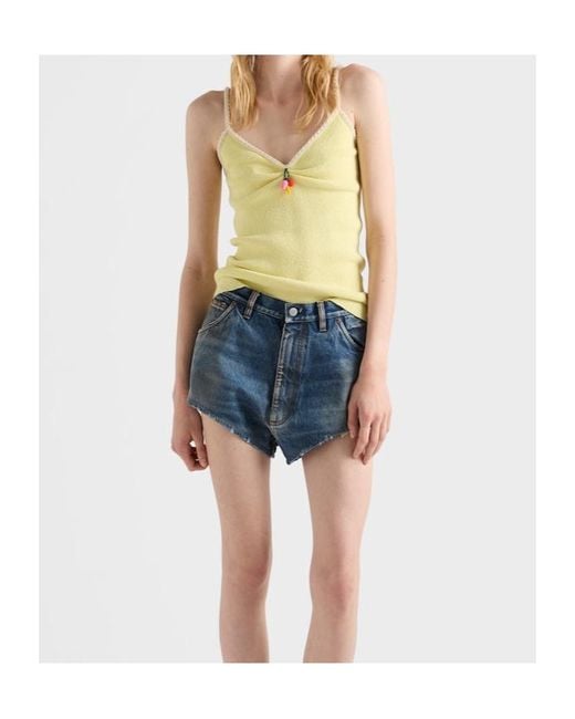 Prada Yellow Cotton Bouclé Top