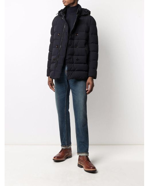 Moorer Blue Hooded Down Jacket for men
