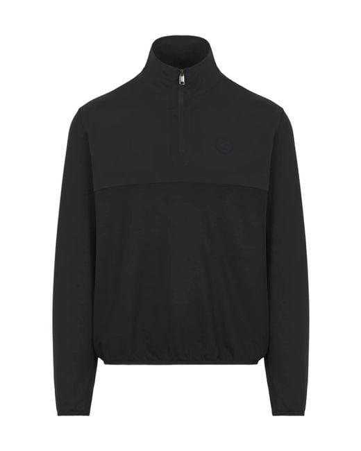 Brioni Black Midnight Technical Wool Half-Zip Sweater for men