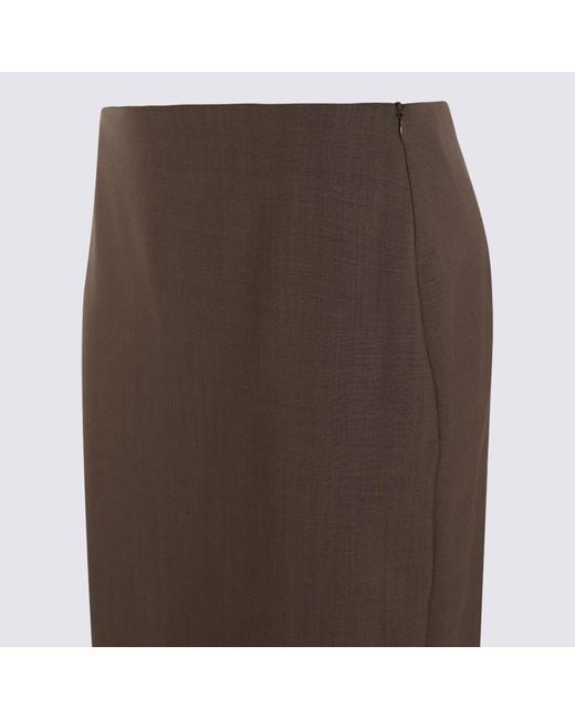 Brunello Cucinelli Brown Pencil Maxi Skirt