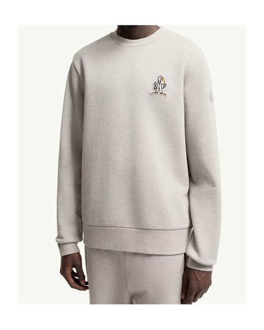 Moncler White Monduck Cotton Sweatshirt for men