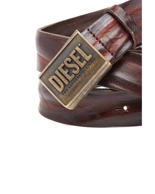 DIESEL Brown B-Metal Biscotto Belt for men