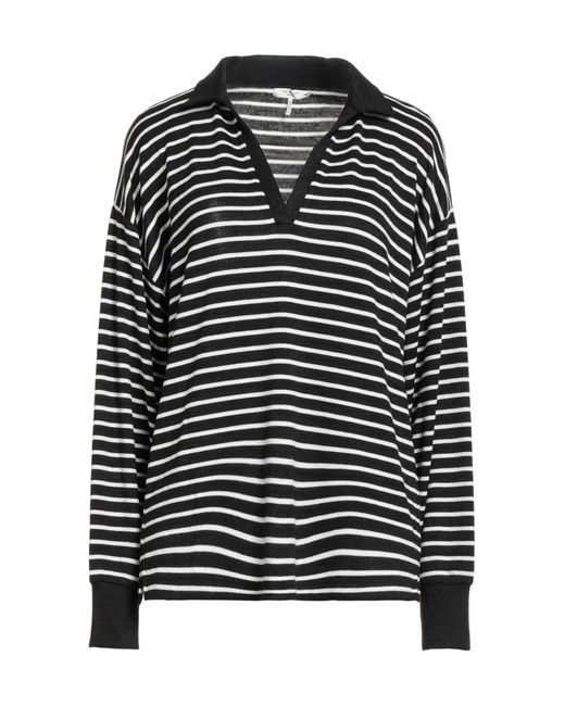Rag & Bone Black Lightweight Striped Knit Sweater