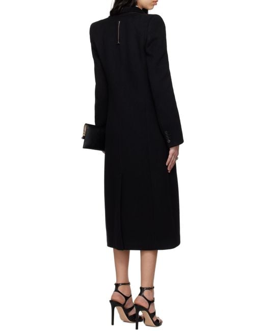 McQueen Black Stacked Shoulder Tailored Coat
