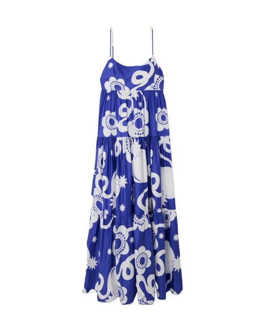 Borgo De Nor Blue Extra Long Printed Dress