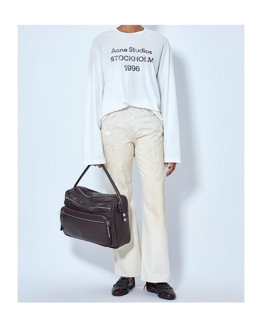 Acne White Distressed Logo Patch Jeans