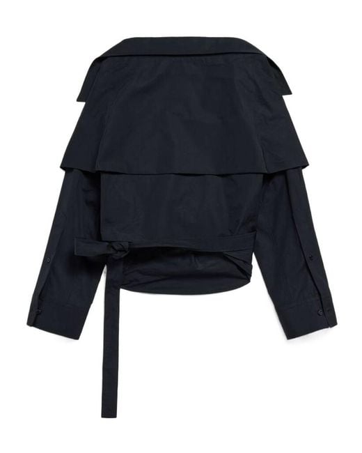Balenciaga Blue Off-Shoulder Wrap Shirt