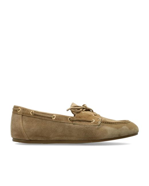 Stuart Weitzman Brown Lace-Up Flats