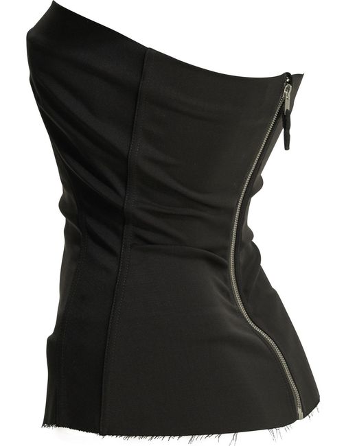 Rick Owens Black Crepe Bustier Top