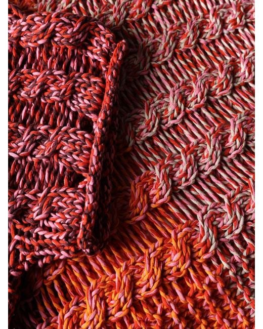 Roberto Collina Red Cable-Knit Top